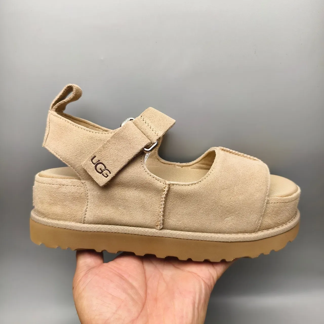 UGG Tasman Beige Suede Platform Casual Sandals 2