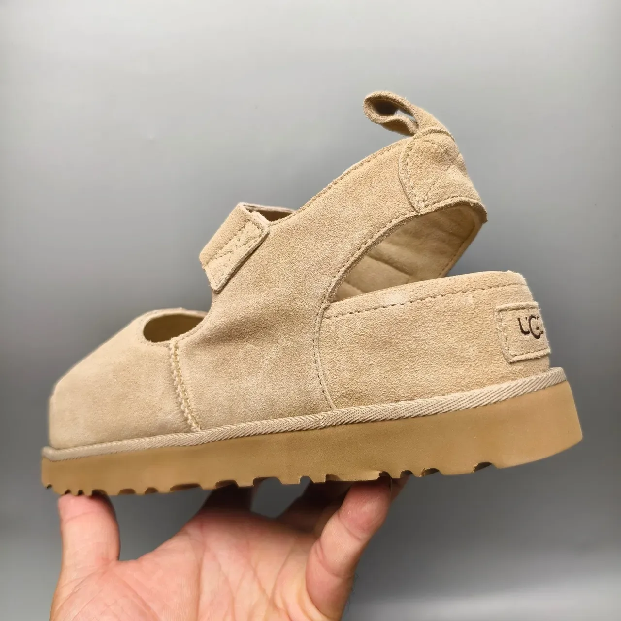 UGG Tasman Beige Suede Platform Casual Sandals 4