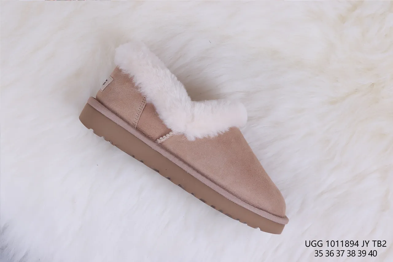 UGG Tasman Beige Suede Slip-On Snow Boots 6