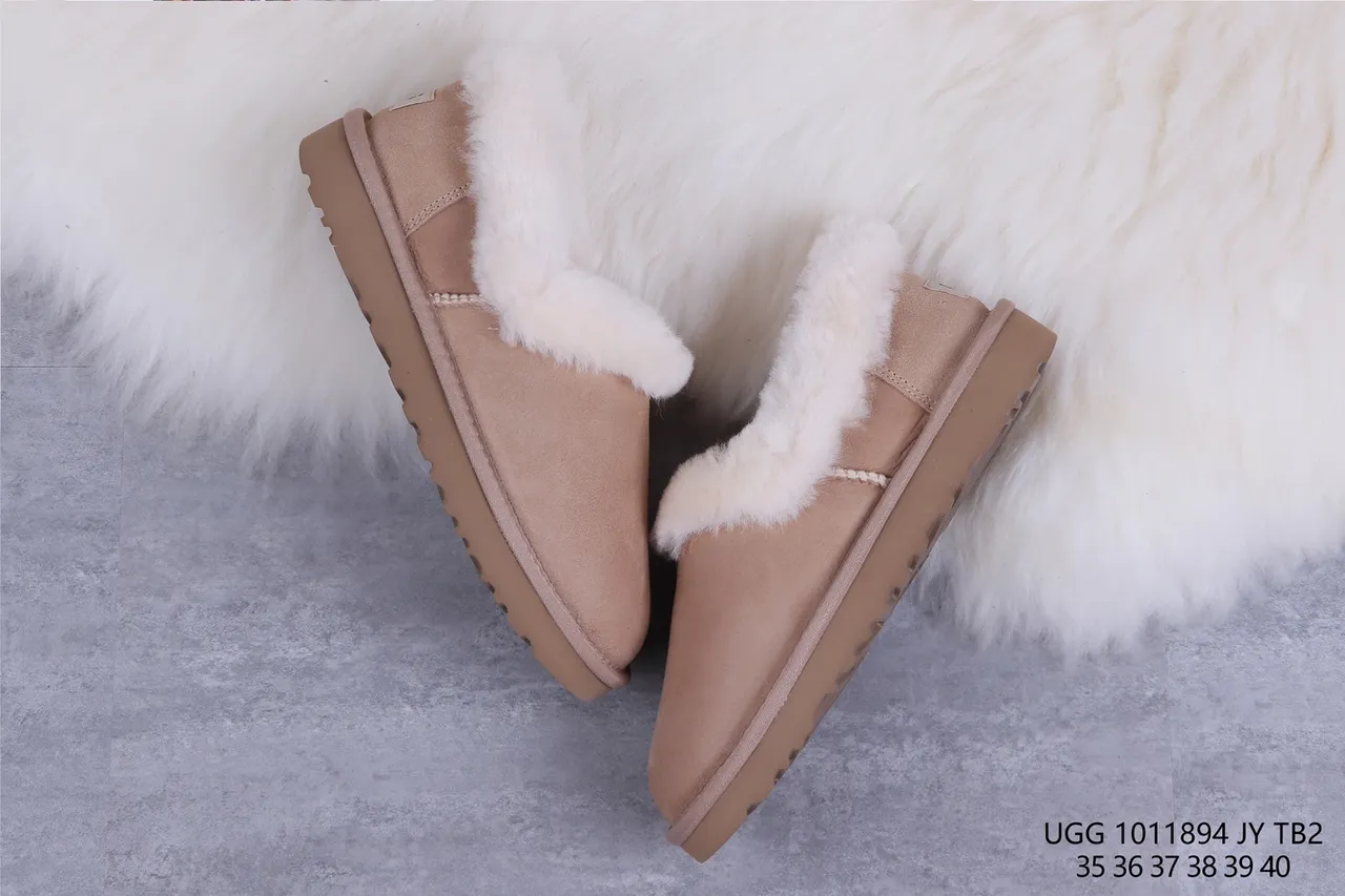 UGG Tasman Beige Suede Slip-On Snow Boots 7