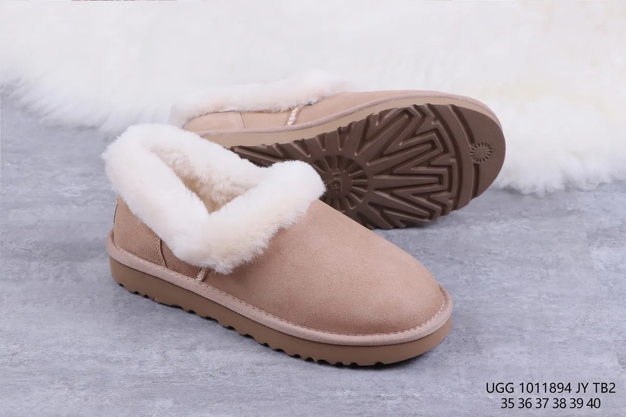 UGG Tasman Beige Suede Slip-On Snow Boots 10