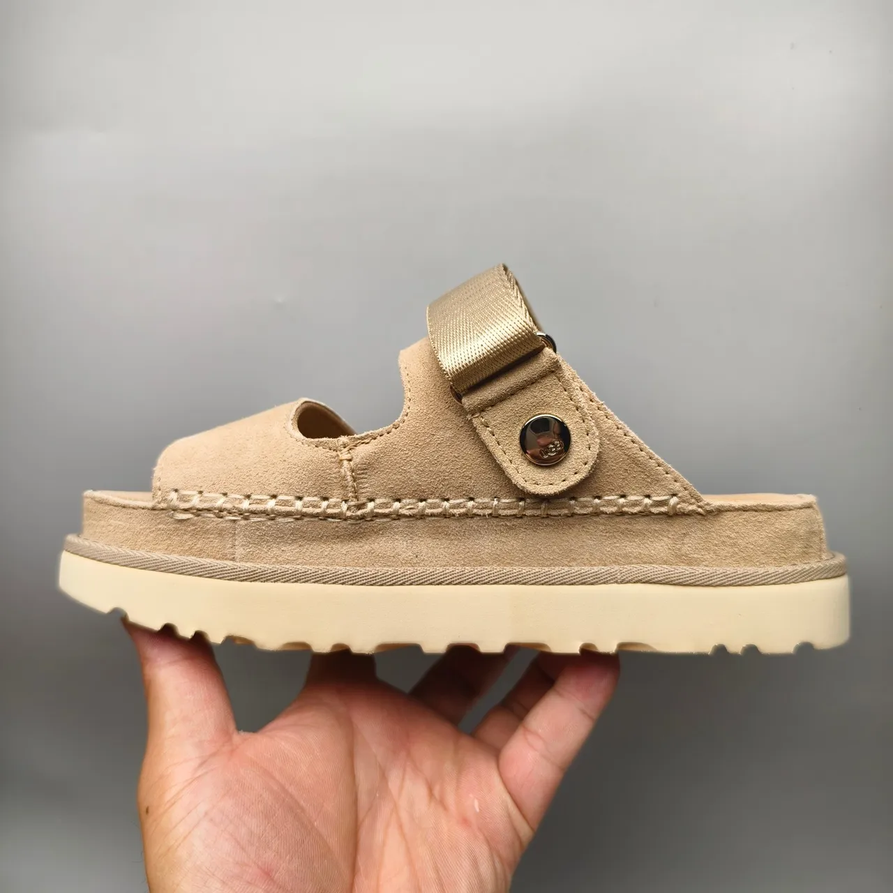 UGG Tasman Beige Two-Strap Platform Casual Sandals 7