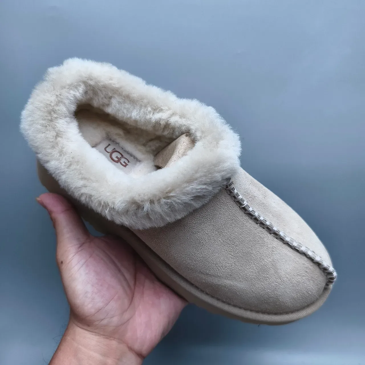 UGG Tasman Beige White Shearling-Lined Platform Sole Casual Shoes 3