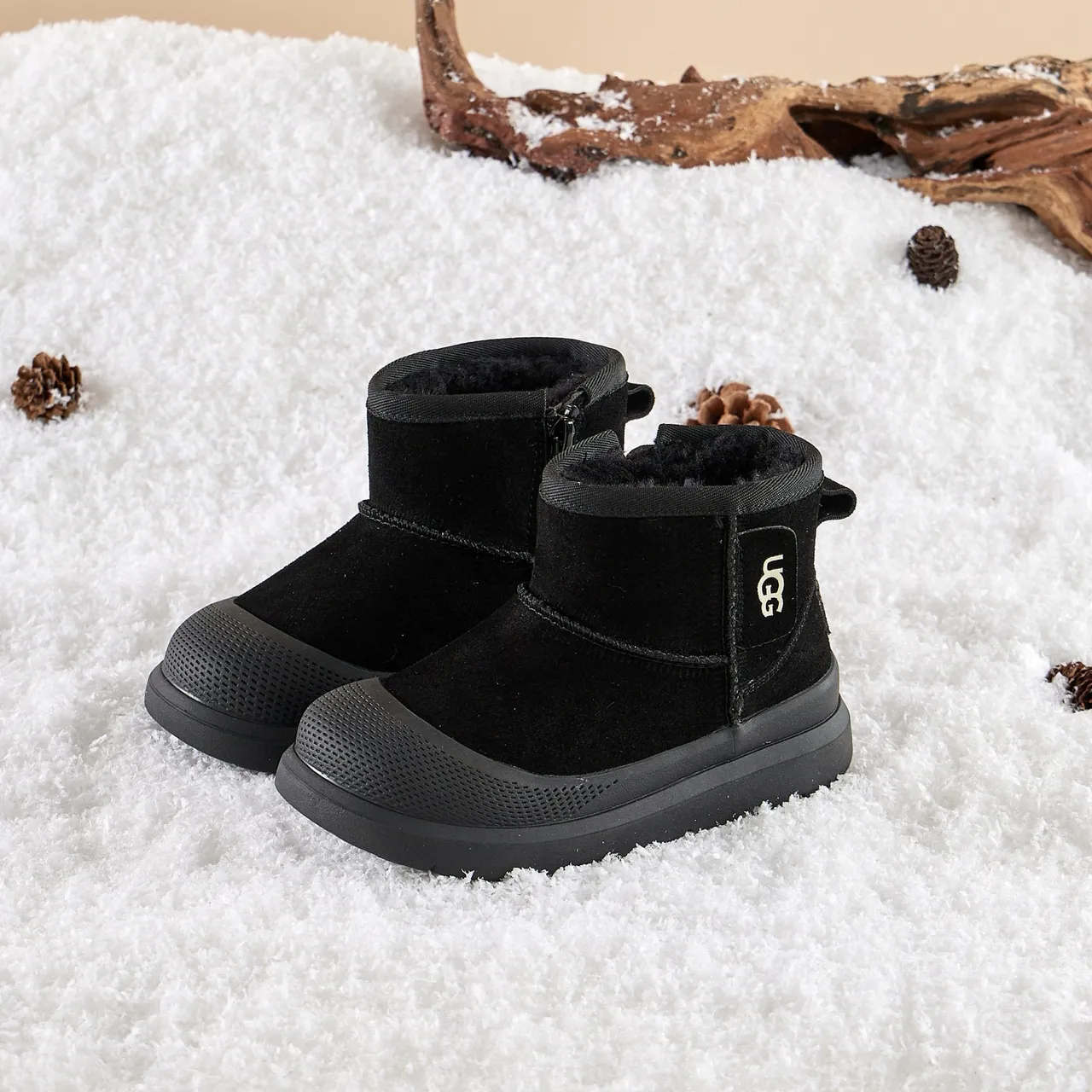 UGG Tasman Black Suede Shearling-Lined Snow Boots 11