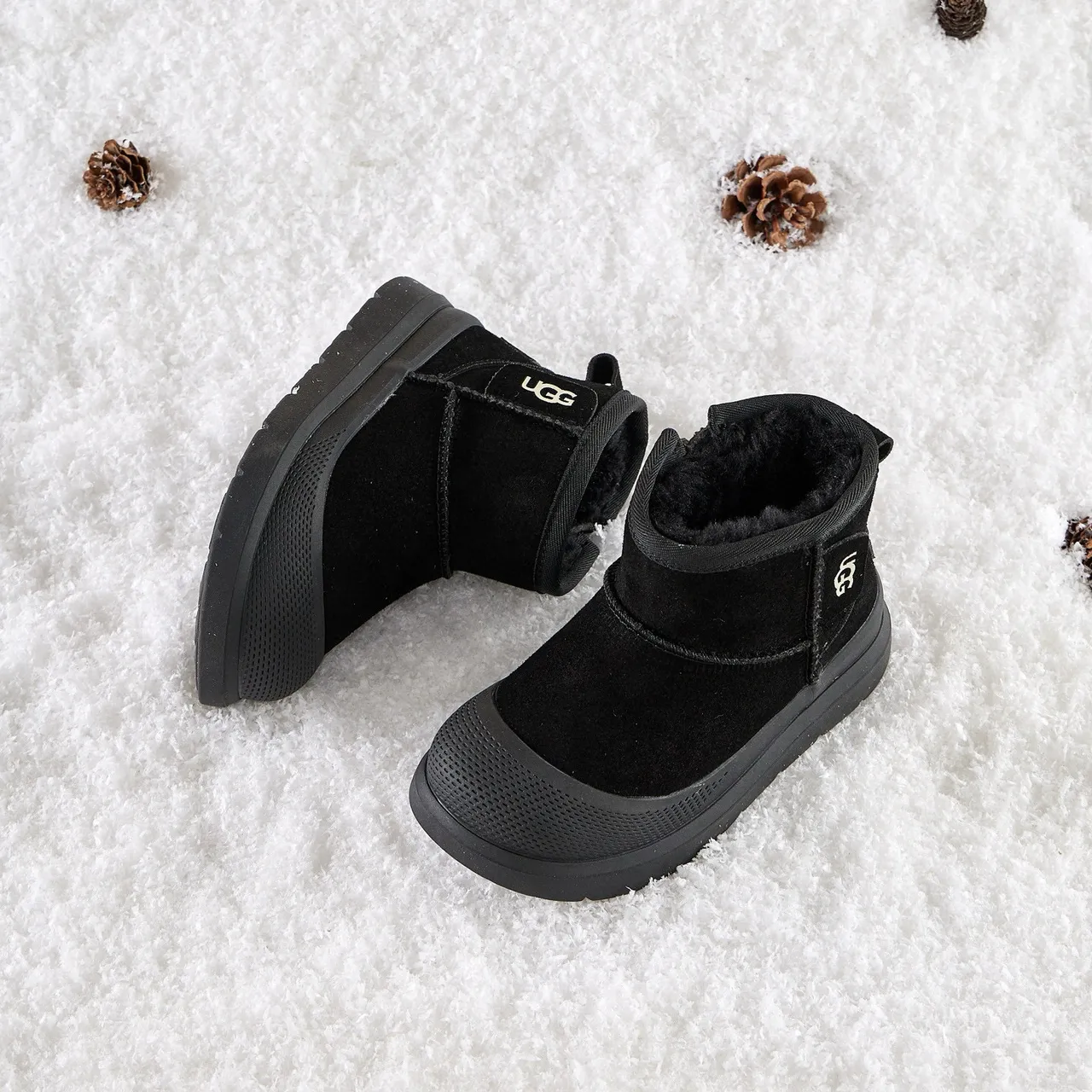 UGG Tasman Black Suede Shearling-Lined Snow Boots 13