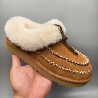 UGG Tasman بني بيج مبطن بشرلينج جلد سويدي علوي أحذية كاجوال