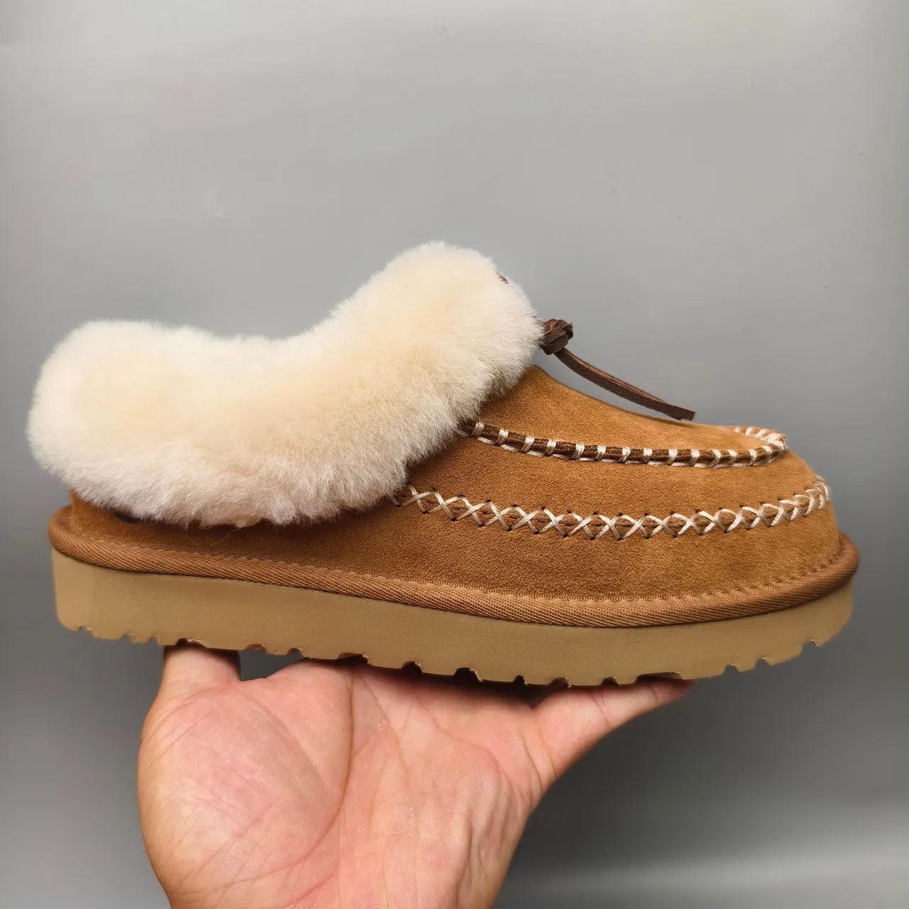 UGG Tasman Brown Beige Shearling-Lined Suede Upper Casual Shoes 2