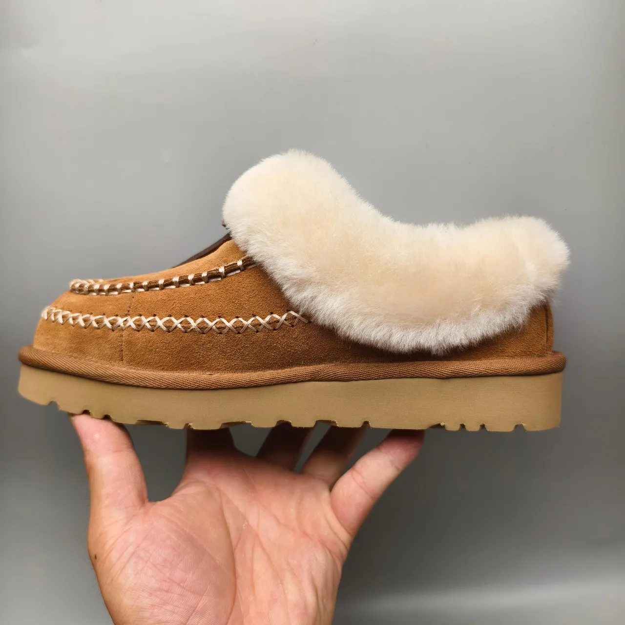 UGG Tasman Brown Beige Shearling-Lined Suede Upper Casual Shoes 7