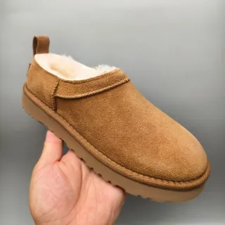 UGG तासमान بني بيج سويد أعلى مبطن بالفراء أحذية كاجوال