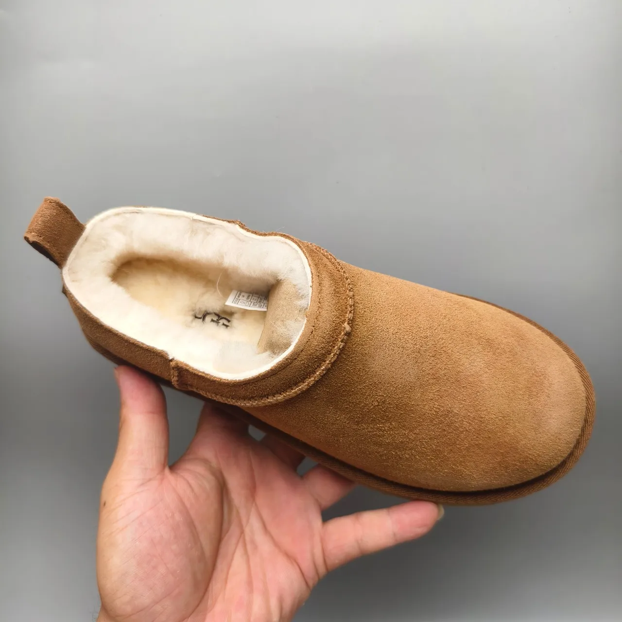 UGG Tasman Brown Beige Suede Upper Shearling-Lined Casual Shoes 3
