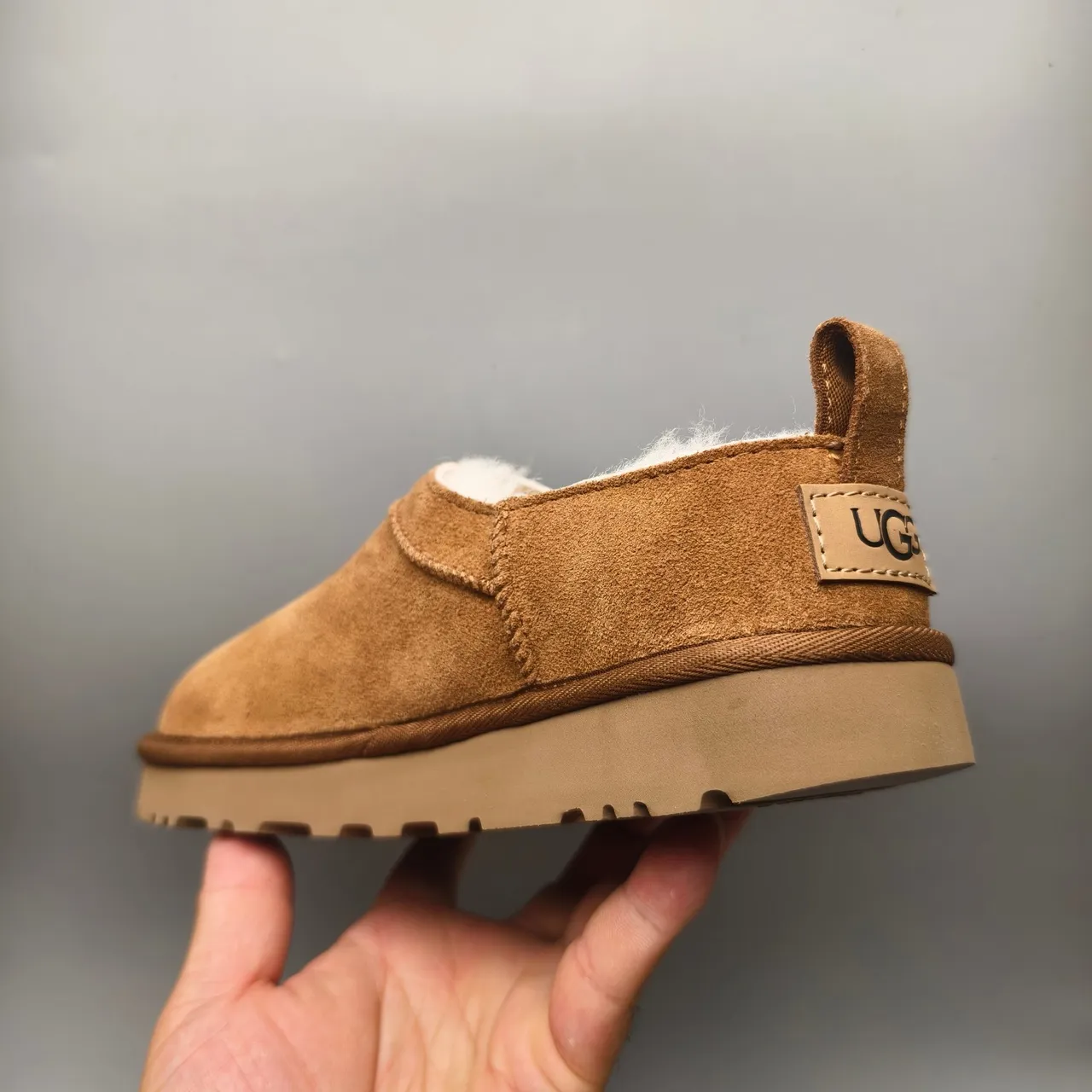 UGG Tasman Brown Beige Suede Upper Shearling-Lined Casual Shoes 4