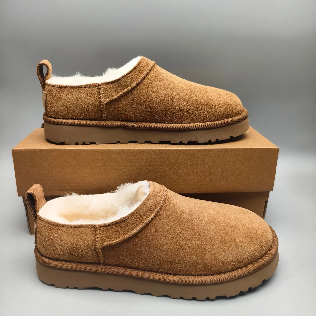 UGG Tasman Brown Beige Suede Upper Shearling-Lined Casual Shoes 5