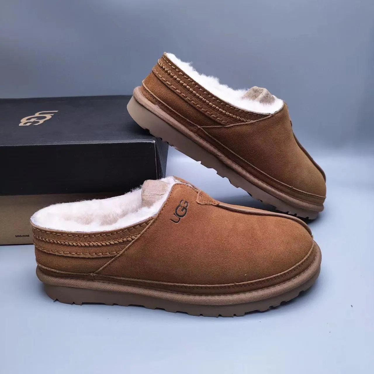 UGG Tasman Marrom Bege Camurça Superior Forrada com Shearling Sapatos Casuais 3