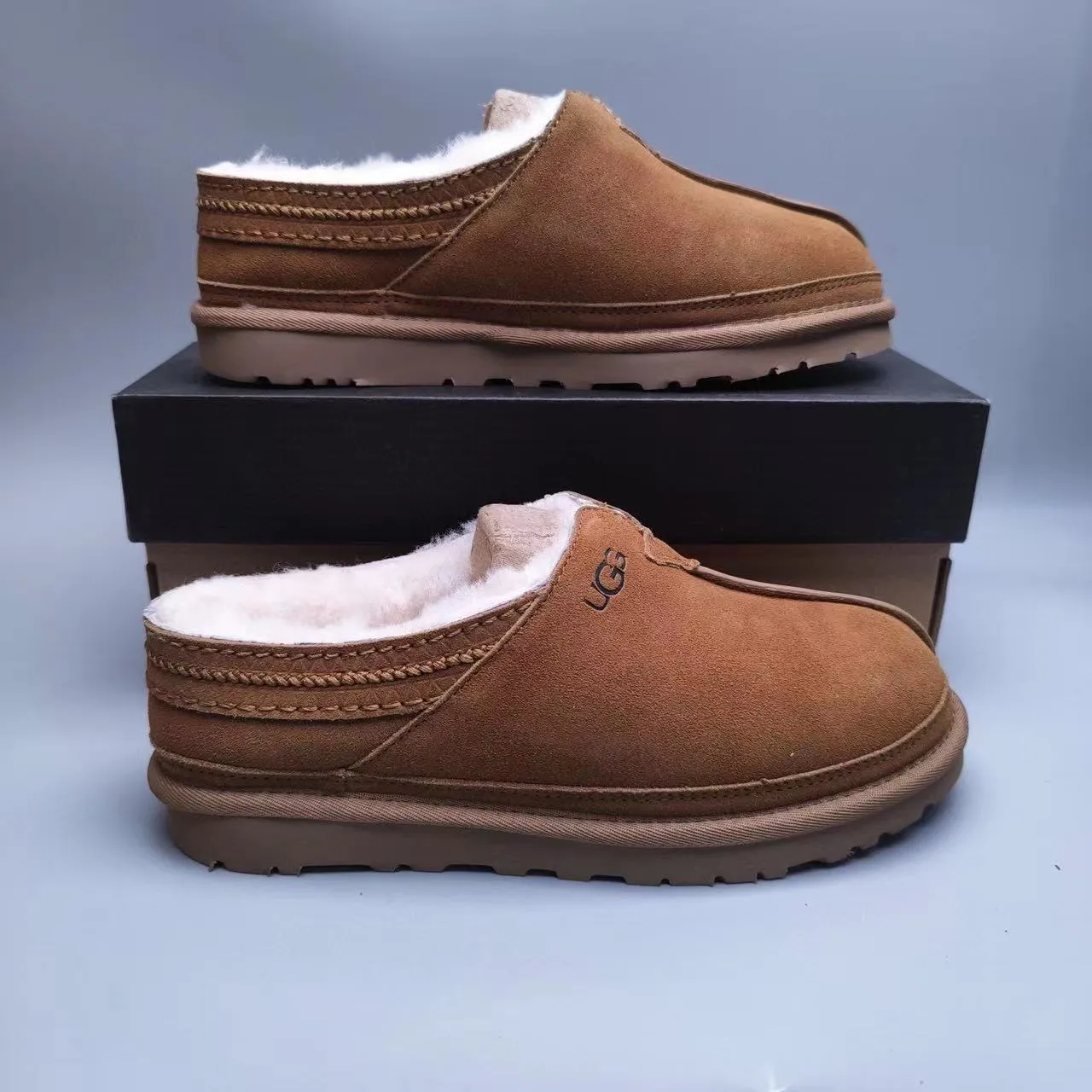 UGG Tasman Marrom Bege Camurça Superior Forrada com Shearling Sapatos Casuais 6