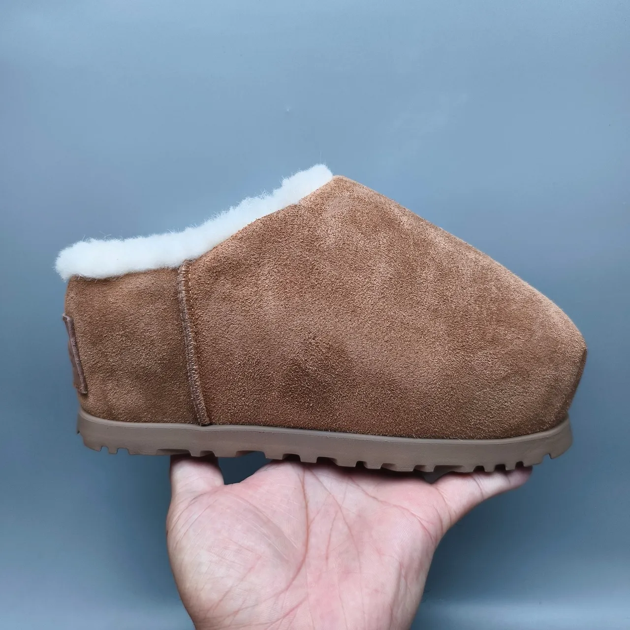 UGG Tasman Brown White Suede Upper Shearling-Lined Cuff Casual Shoes 2