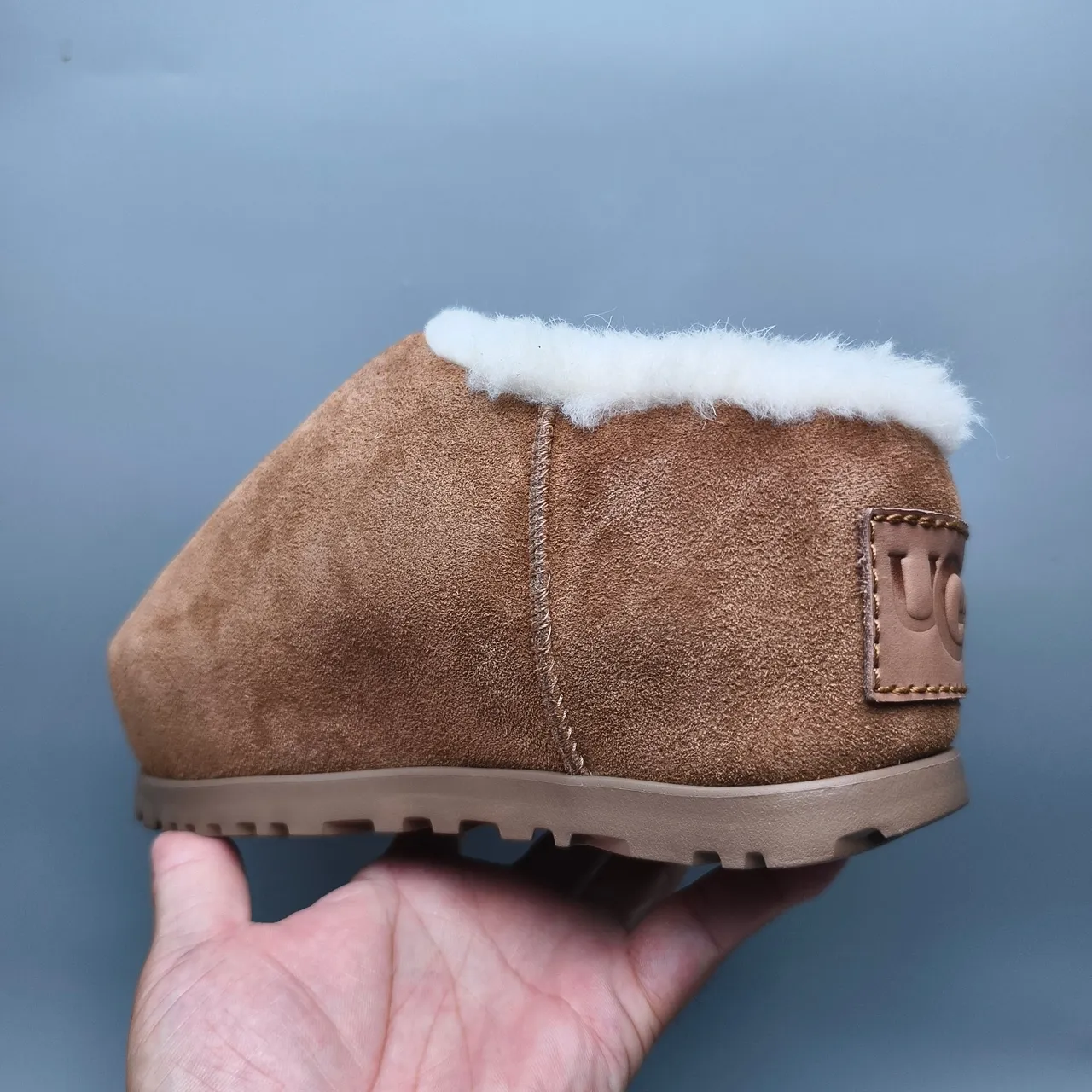 UGG Tasman Brown White Suede Upper Shearling-Lined Cuff Casual Shoes 4
