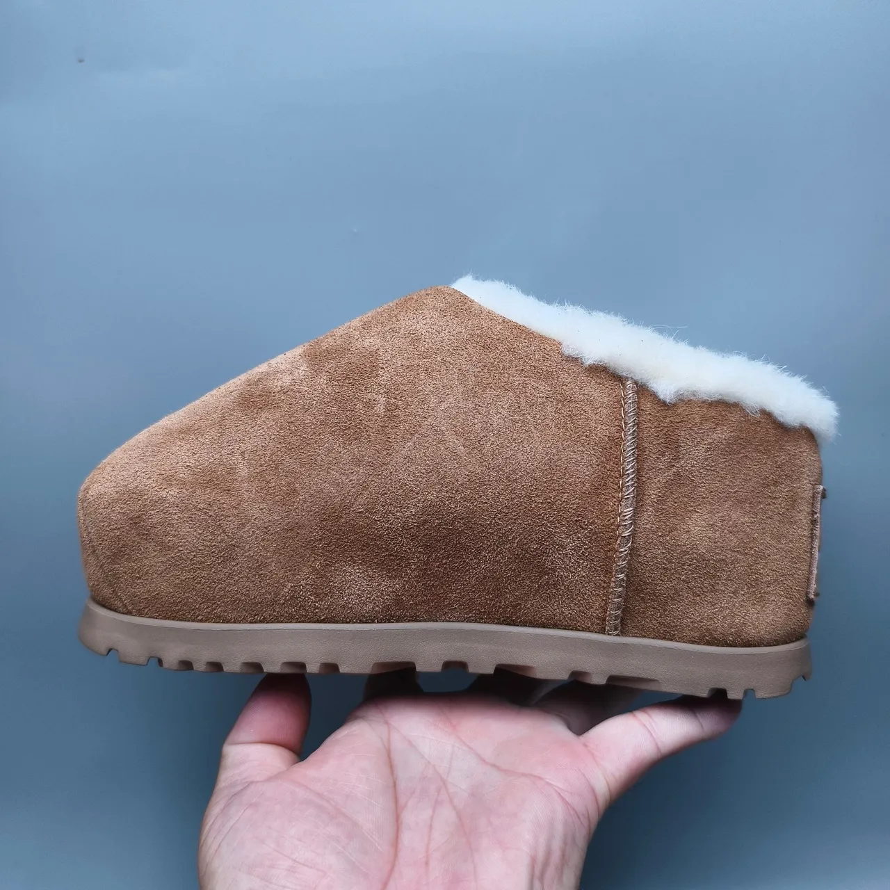 UGG Tasman Brown White Suede Upper Shearling-Lined Cuff Casual Shoes 7