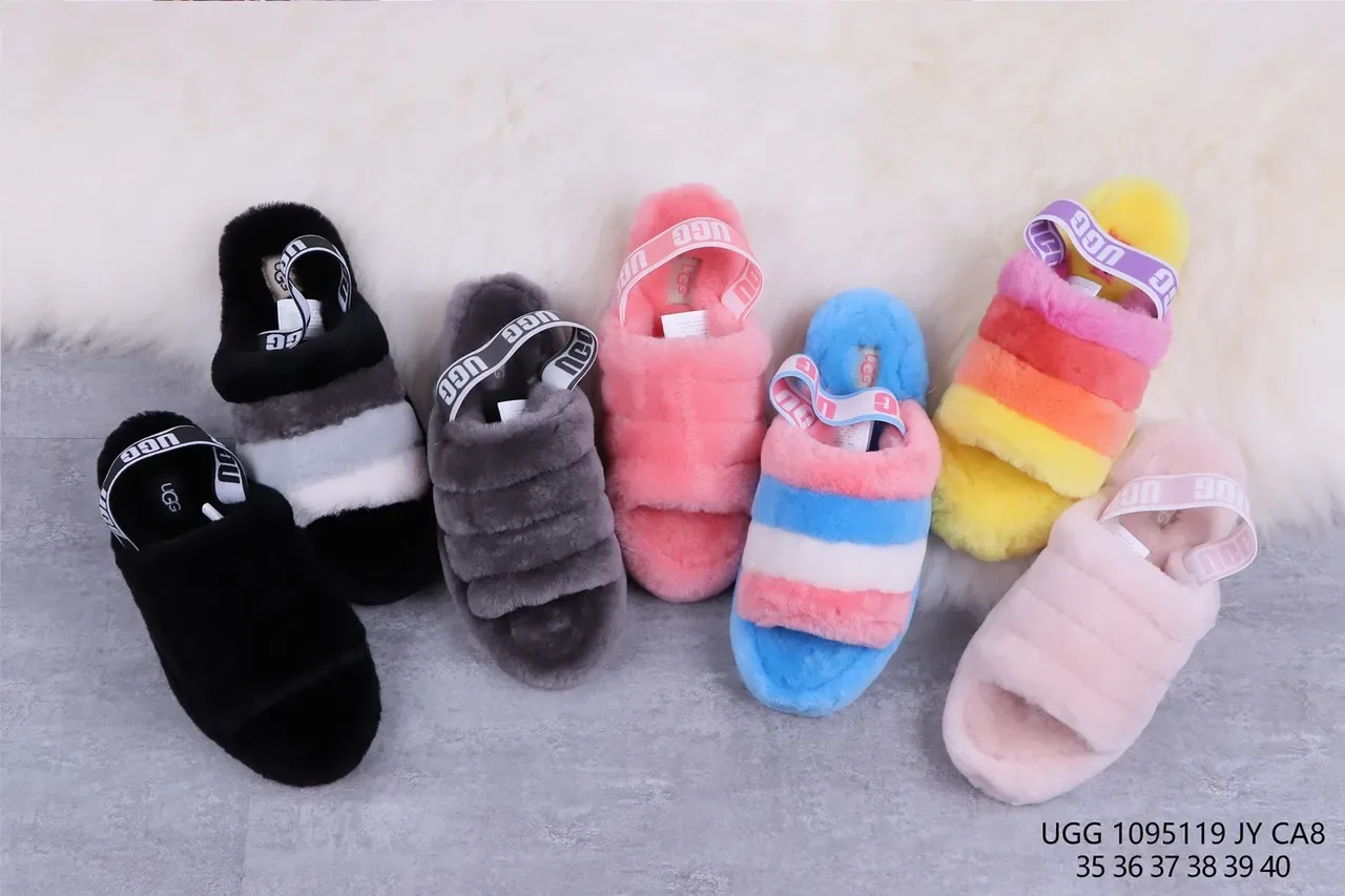 UGG Tasman Fuzzy Shearling Dual-Strap Slippers 1