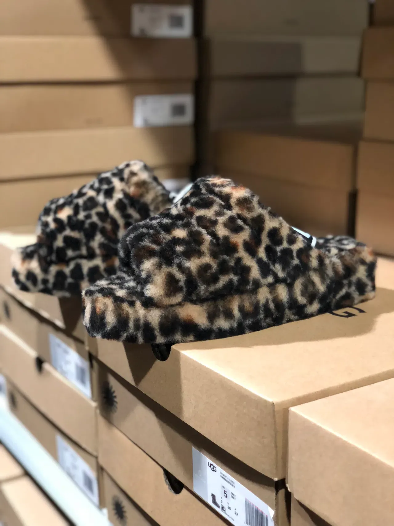 UGG Tasman Leopard-Print Fuzzy Platform Slippers 1