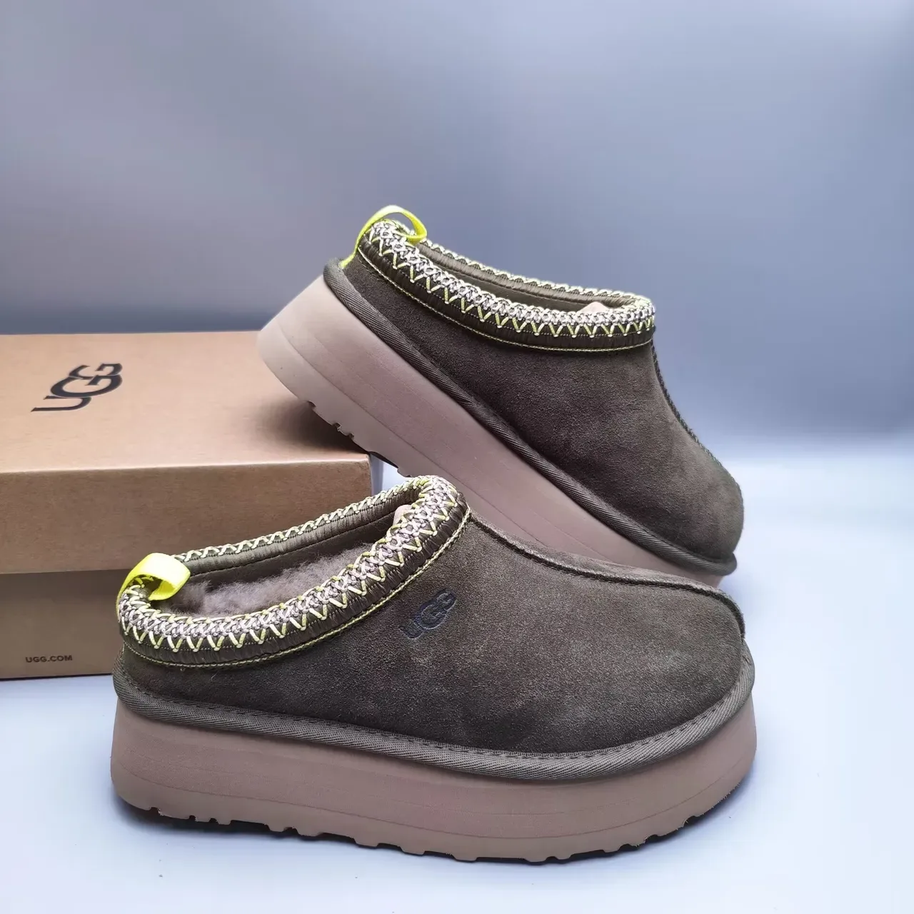 UGG Tasman Olive Brown Suede Slip-On Casual Shoes 2
