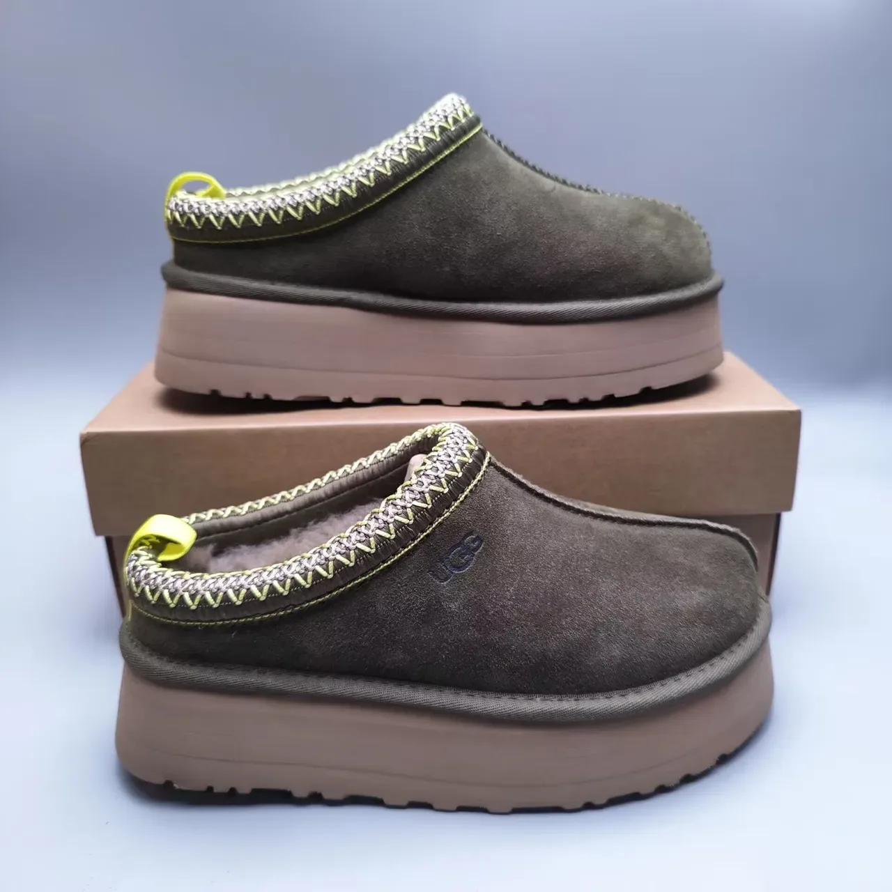 UGG Tasman Olive Brown Suede Slip-On Casual Shoes 3