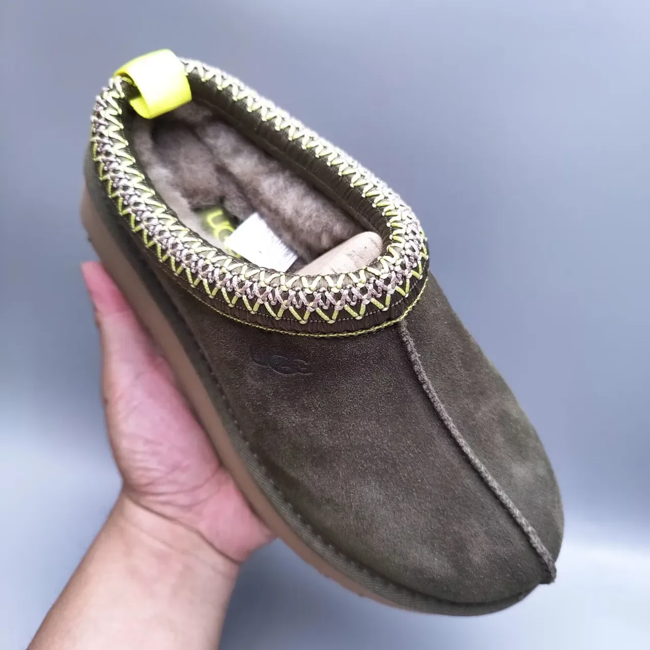 UGG Tasman Olive Brown Suede Slip-On Casual Shoes 4