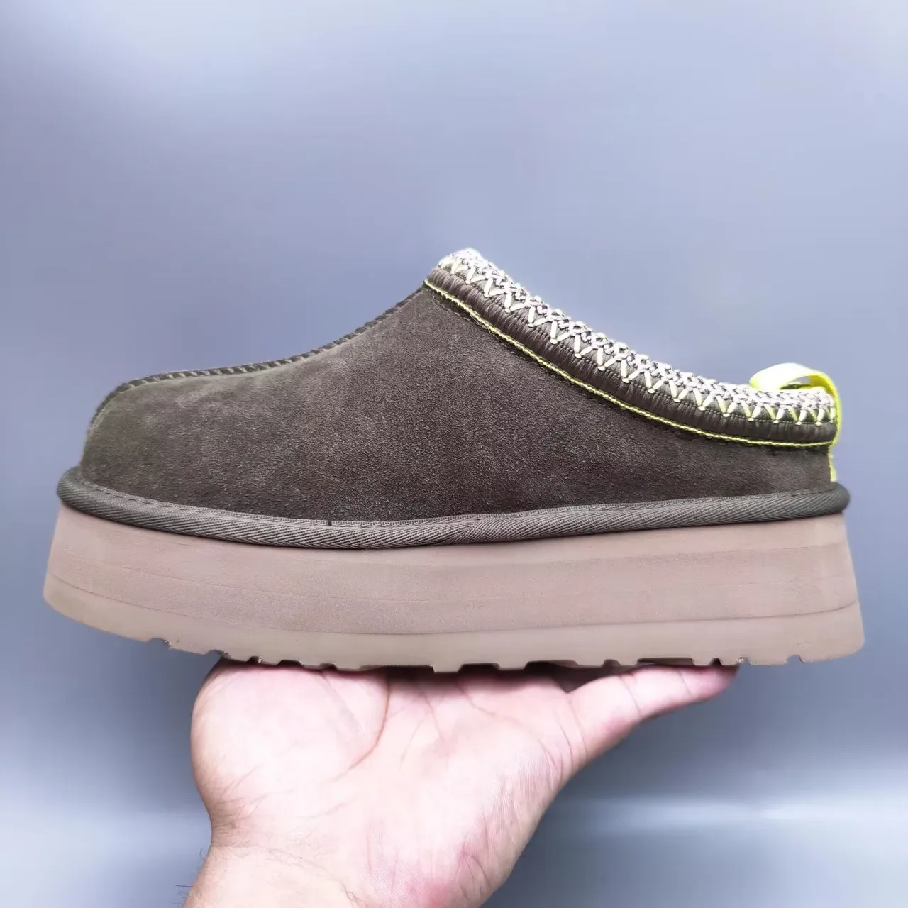 UGG Tasman Olive Brown Suede Slip-On Casual Shoes 5