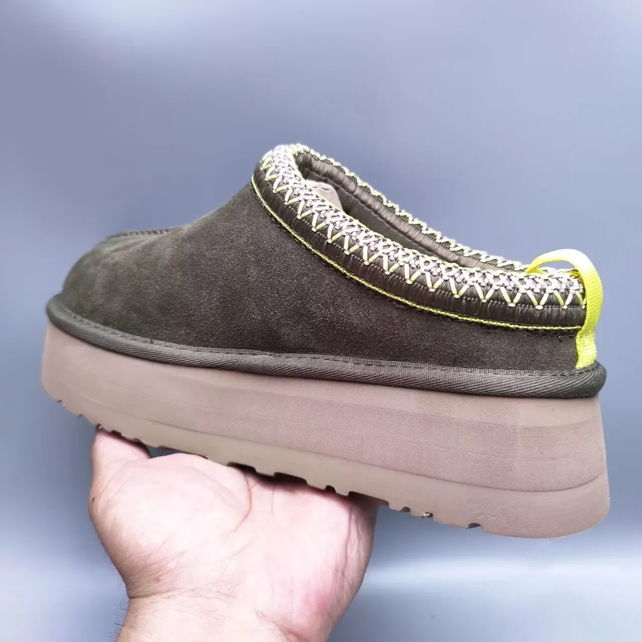 UGG Tasman Olive Brown Suede Slip-On Casual Shoes 6