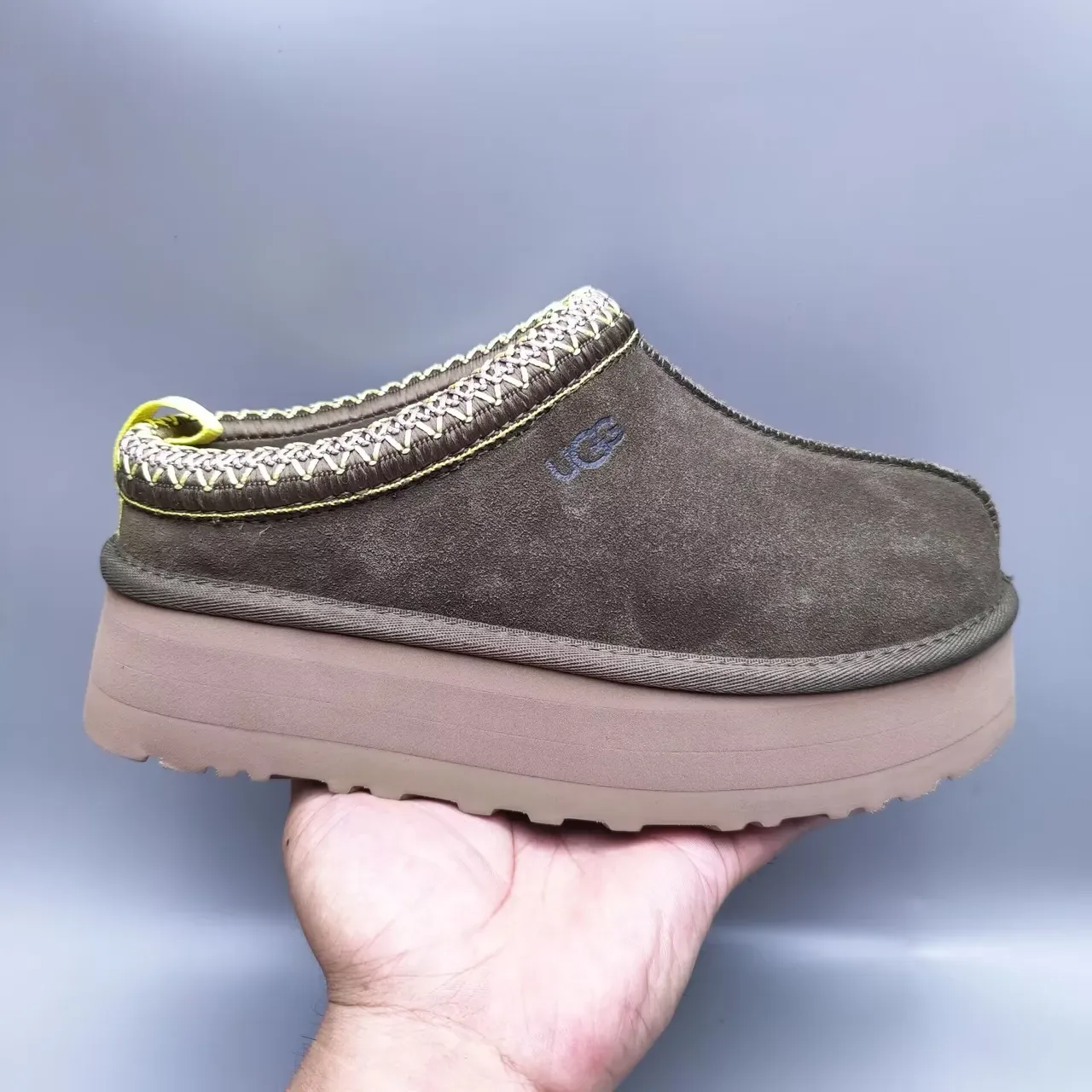 UGG Tasman Olive Brown Suede Slip-On Casual Shoes 7