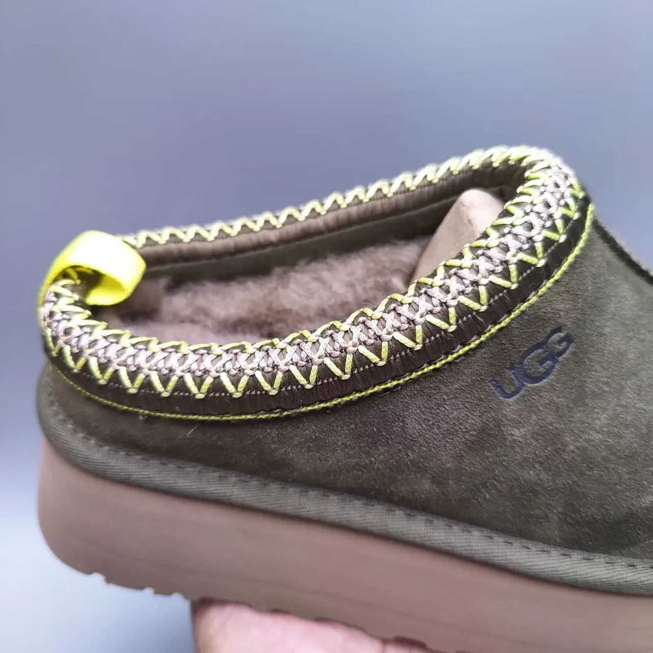 UGG Tasman Olive Brown Suede Slip-On Casual Shoes 8
