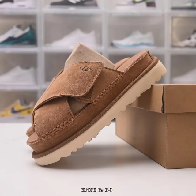 UGG Tasman-Style Cross-Strap Suede Slippers 6