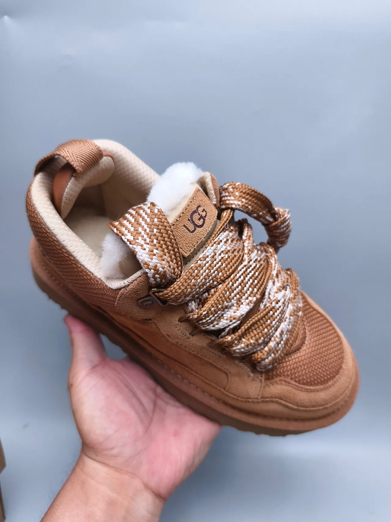 UGG Tasman Tan Suede Shearling-Lined Lifestyle Sneakers 2