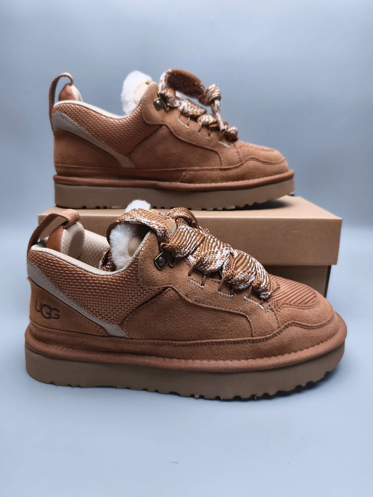 UGG Tasman Tan Suede Shearling-Lined Lifestyle Sneakers 5