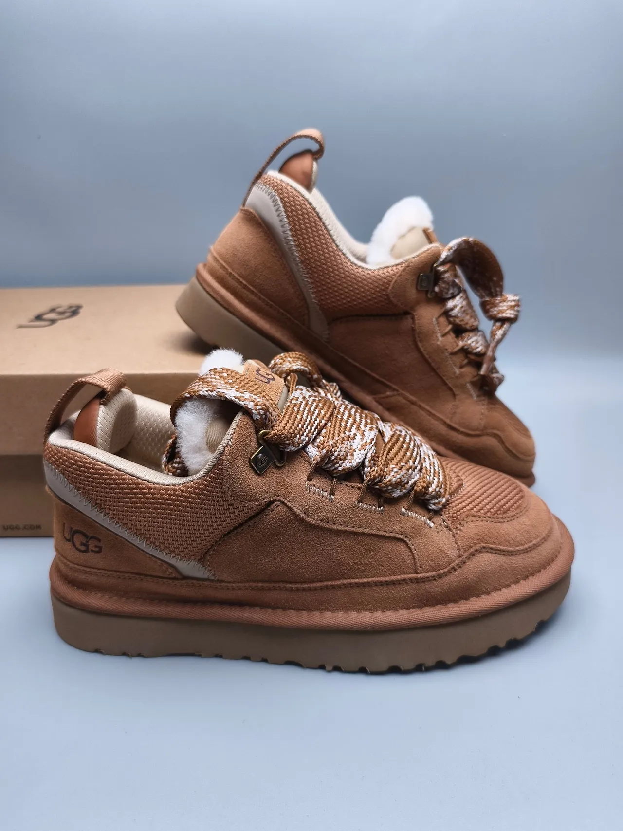 UGG Tasman Tan Suede Shearling-Lined Lifestyle Sneakers 6