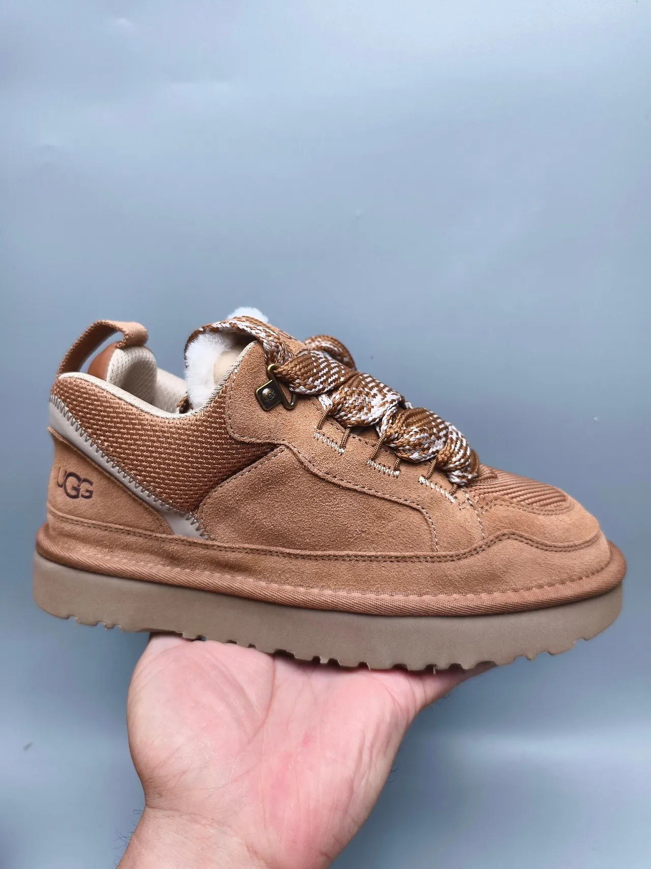 UGG Tasman Tan Suede Shearling-Lined Lifestyle Sneakers 7