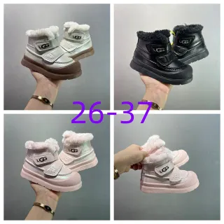 UGG Botas de Nieve de Altura al Tobillo Forradas con Piel de Cordero Blanco y Marrón