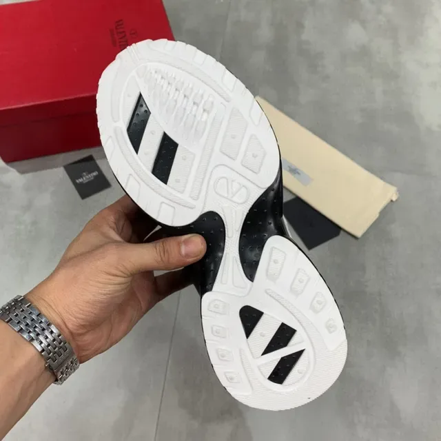 Valentino Black White Oversized VLTN Logo Multi-Material Upper Chunky Sneakers 3
