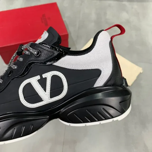 Valentino Black White Oversized VLTN Logo Multi-Material Upper Chunky Sneakers 4