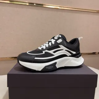 Valentino Black White Sculpted Sole Contrast Chunky Sneakers