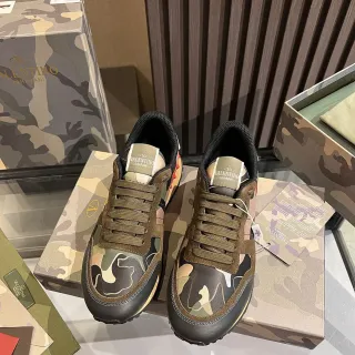 Valentino كاموفلاج طباعة جلد سويد وشبك حذاء لايف ستايل