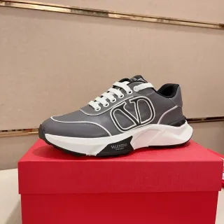 Valentino Gray White Low-Top Leather Upper Lifestyle Sneakers