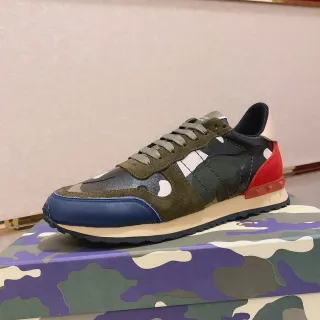 Valentino Multicolor Camouflage-Panelled Suede-Mesh Hybrid Upper Lifestyle Sneakers