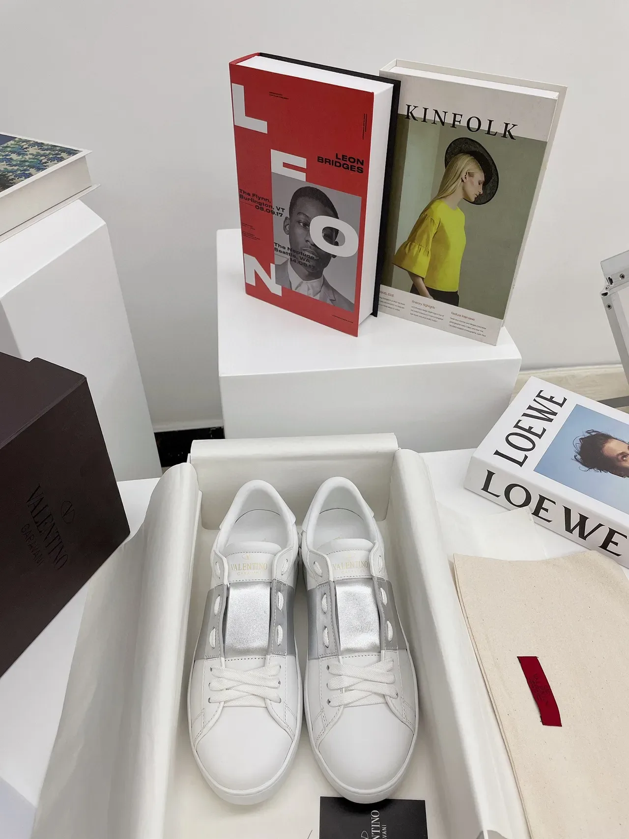 Valentino One Stud White and Silver Platform Lifestyle Sneakers 3
