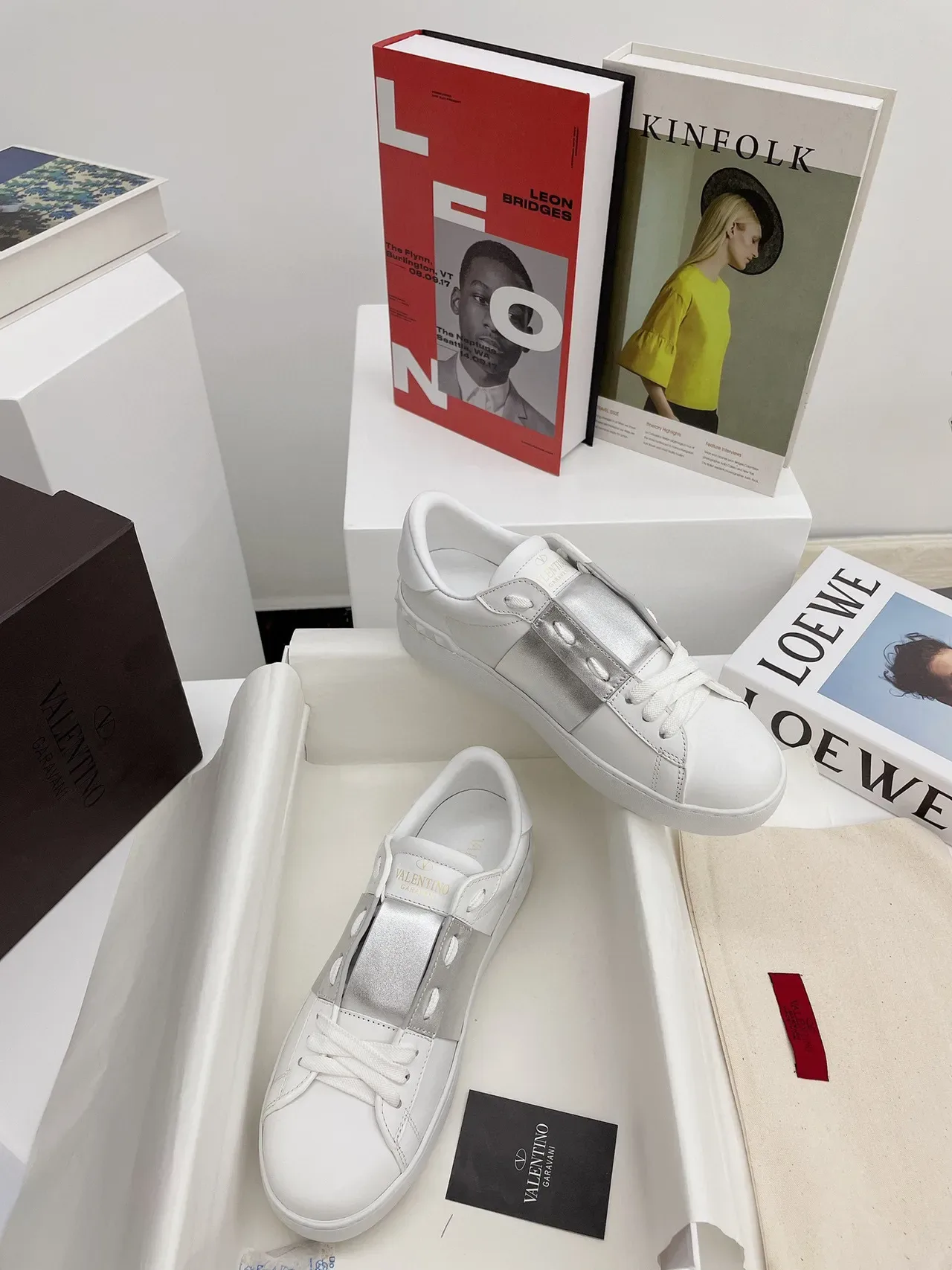 Valentino One Stud White and Silver Platform Lifestyle Sneakers 6