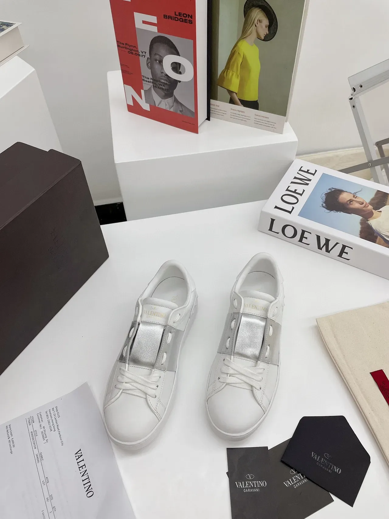 Valentino One Stud White and Silver Platform Lifestyle Sneakers 9