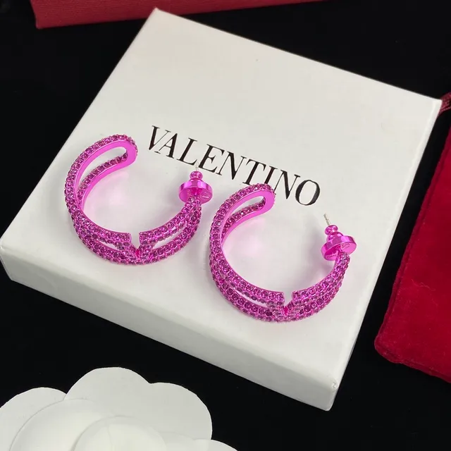 Valentino Pink Black Spiral Multi-Loop Pavé Crystal-Encrusted Earrings 5