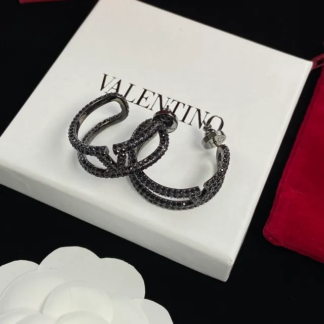 Valentino Pink Black Spiral Multi-Loop Pavé Crystal-Encrusted Earrings 6