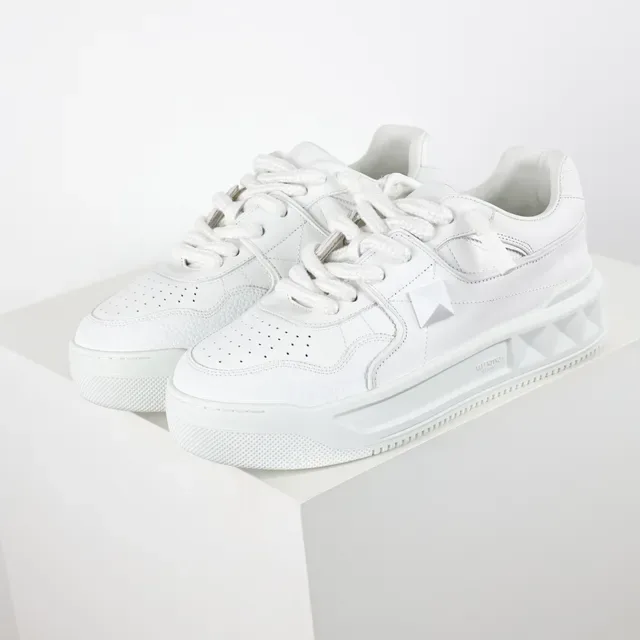 Valentino Rockstud All-White Leather Lifestyle Sneakers 2