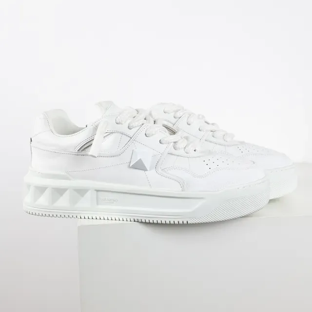 Valentino Rockstud All-White Leather Lifestyle Sneakers 3