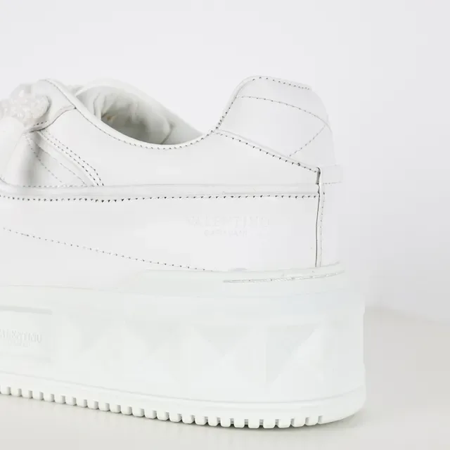 Valentino Rockstud All-White Leather Lifestyle Sneakers 4